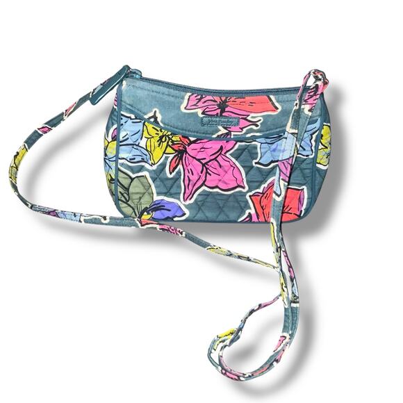 Vera Bradley Crossbody Purse Falling Flowers Leaves Full Zip Pocket Quilted Bag - Picture 3 of 14